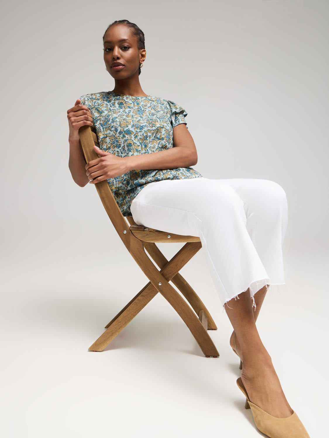 Double Ruffle Sleeve Floral Top