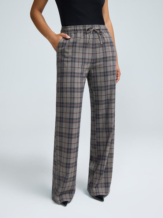 Plaid Wide-Leg Pants