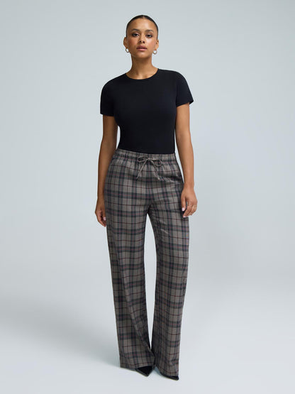 Plaid Wide-Leg Pants