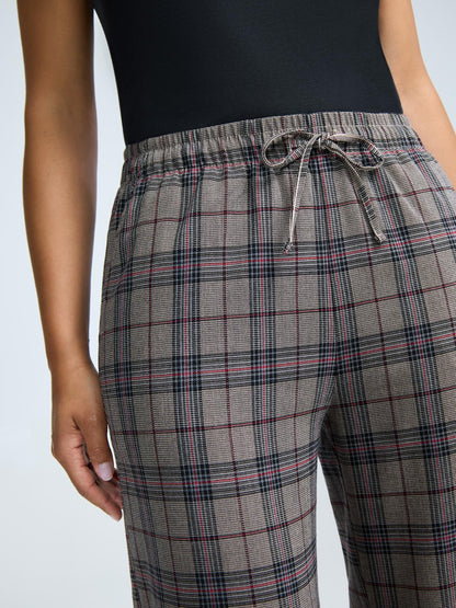 Plaid Wide-Leg Pants