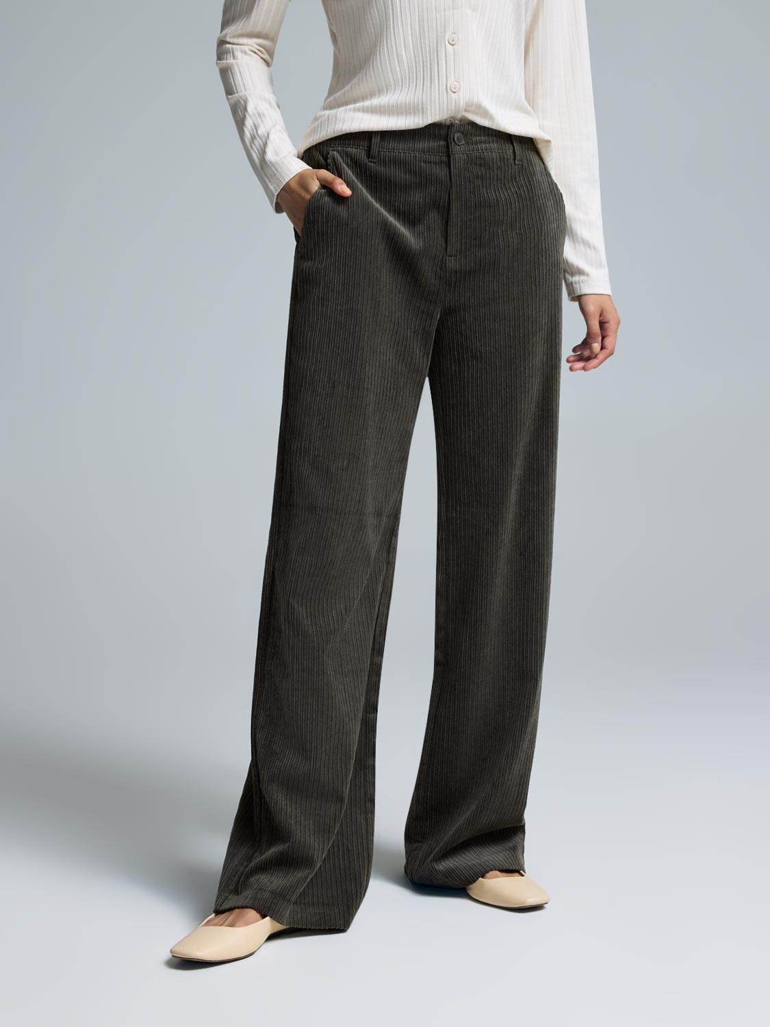 Wide-Leg Corduroy Pants