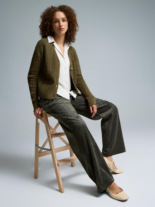 Wide-Leg Corduroy Pants