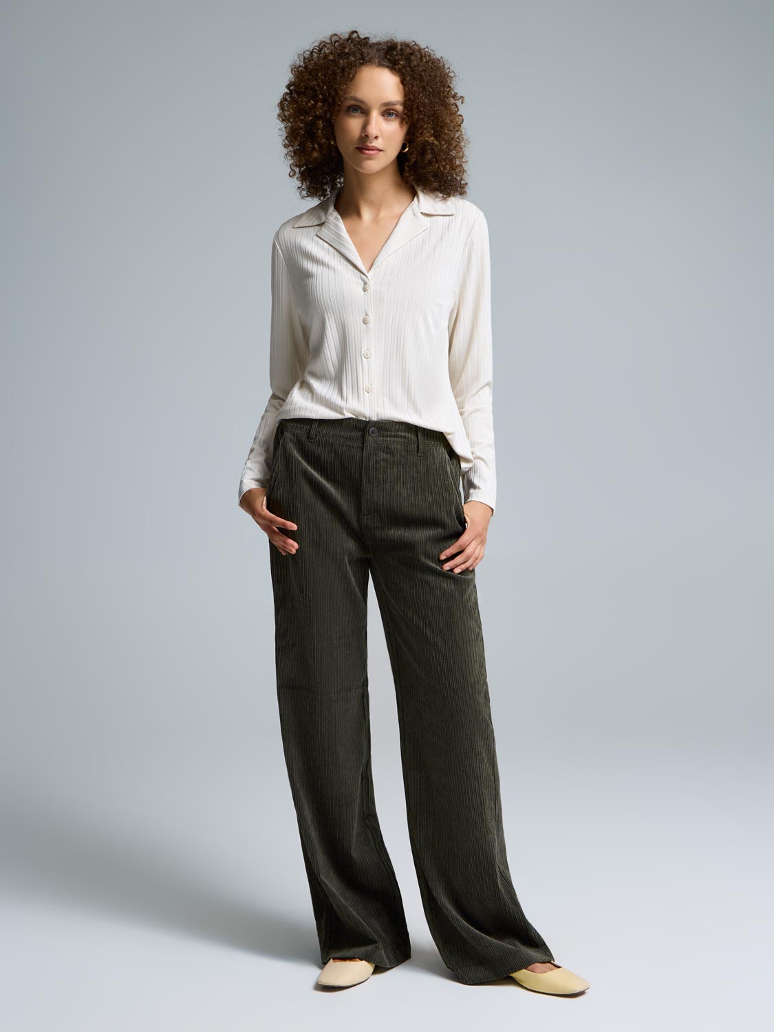 Wide-Leg Corduroy Pants