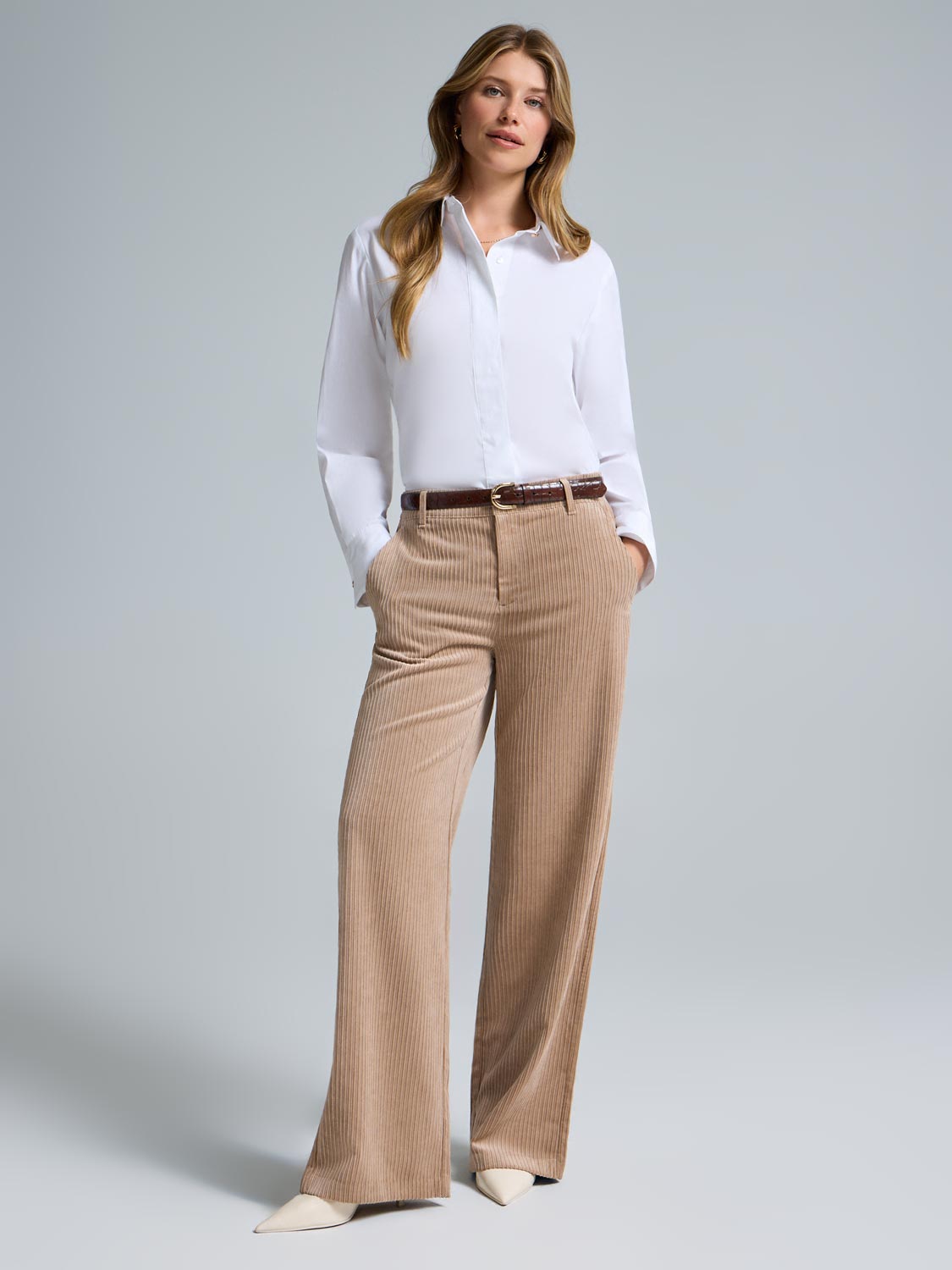 Wide-Leg Corduroy Pants