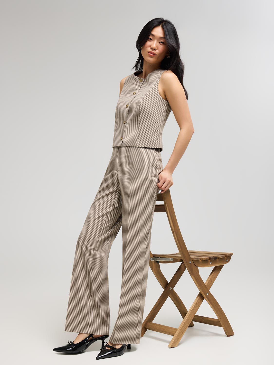 Plaid Wide-Leg Pants