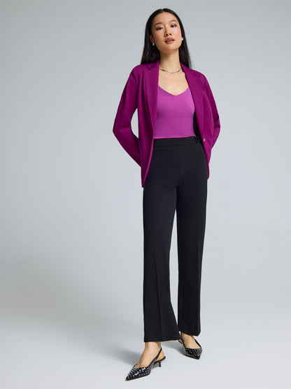 Straight Leg Clean Front Crepe Pants