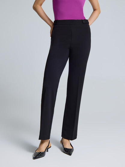 Straight Leg Clean Front Crepe Pants