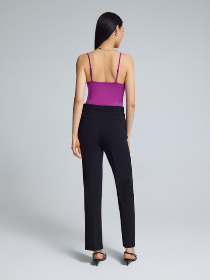 Straight Leg Clean Front Crepe Pants