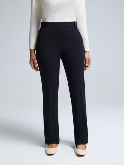 Straight Leg Clean Front Crepe Pants