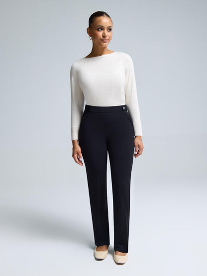 Straight Leg Clean Front Crepe Pants