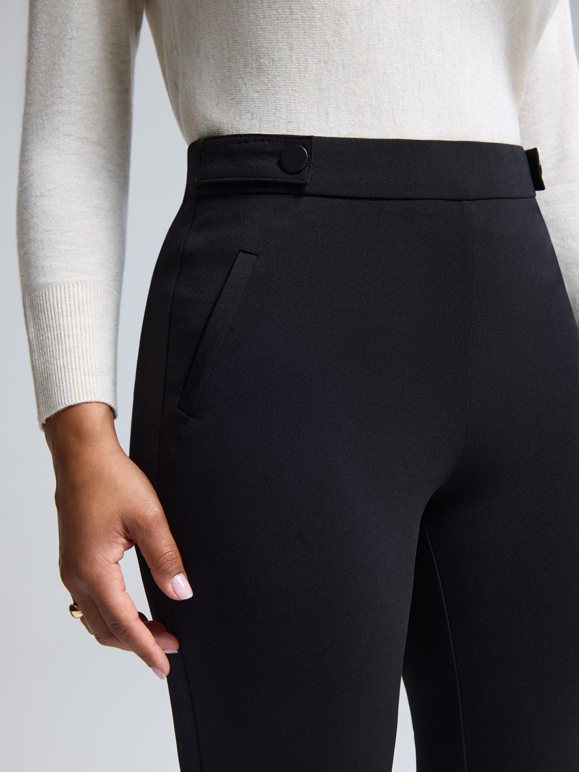 Straight Leg Clean Front Crepe Pants