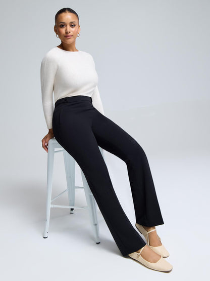 Straight Leg Clean Front Crepe Pants