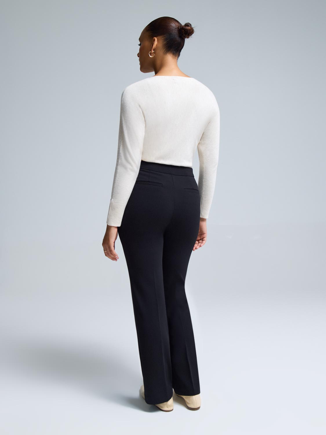 Straight Leg Clean Front Crepe Pants