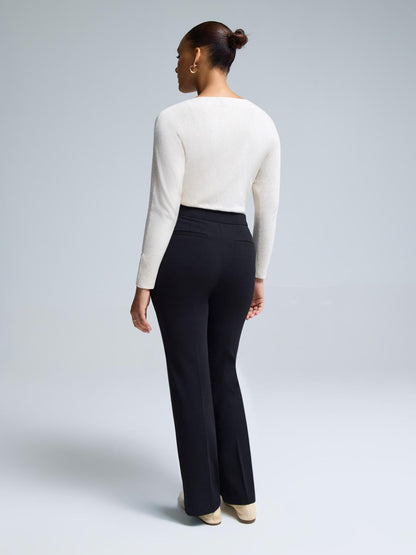 Straight Leg Clean Front Crepe Pants