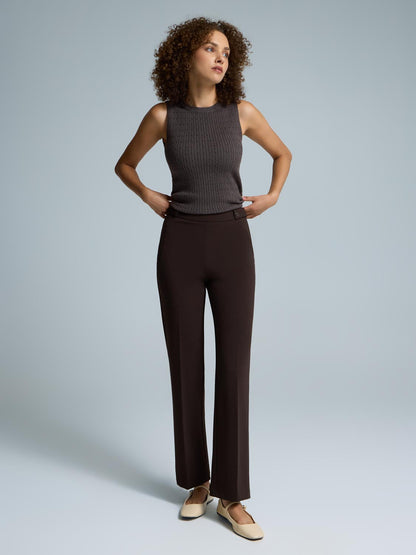 Straight Leg Clean Front Crepe Pants