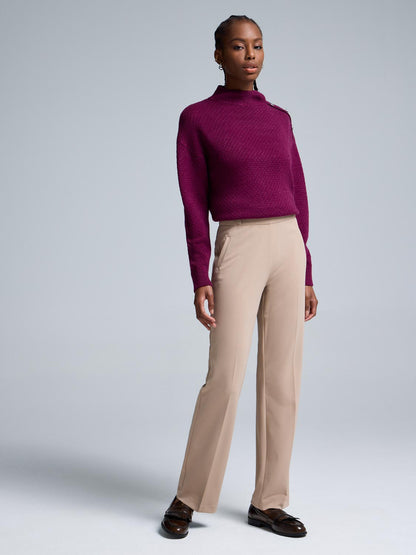 Straight Leg Clean Front Crepe Pants