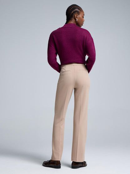 Straight Leg Clean Front Crepe Pants