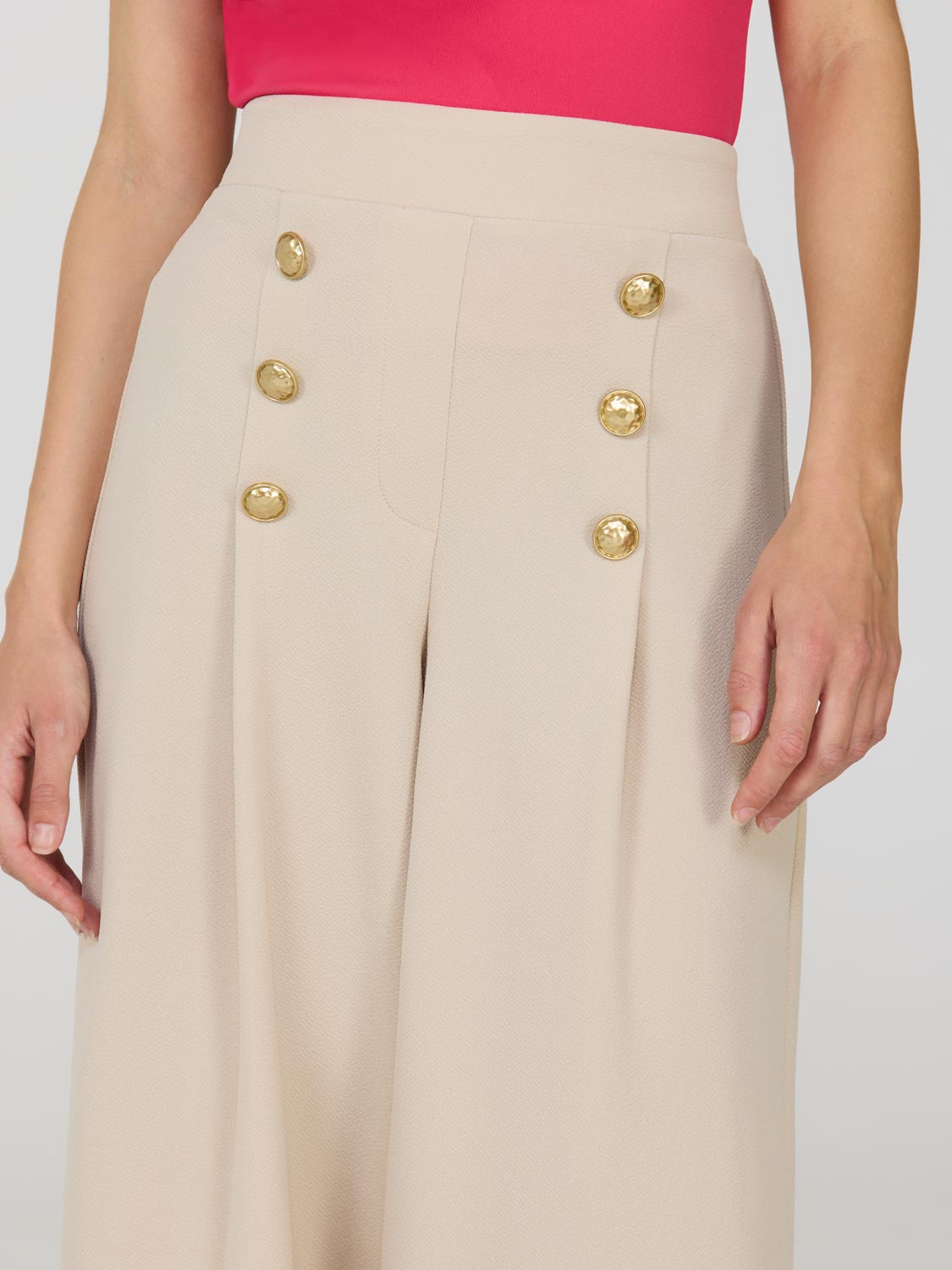 Wide-Leg Gaucho Pants With Button Details