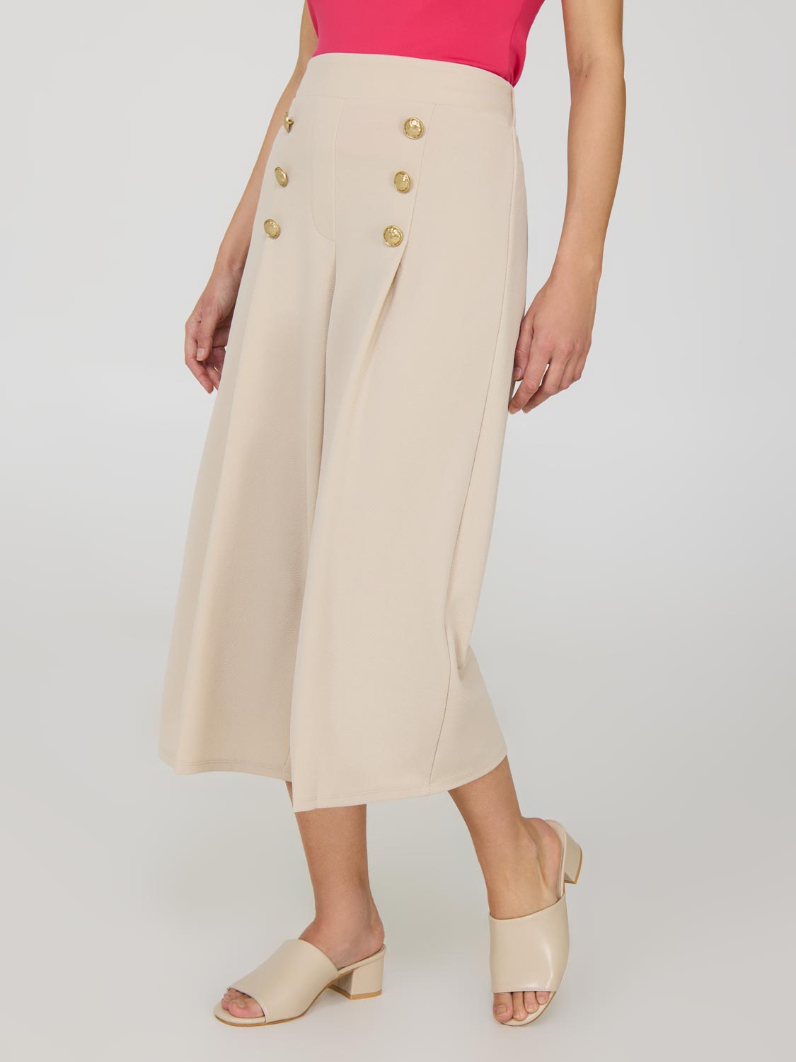 Wide-Leg Gaucho Pants With Button Details