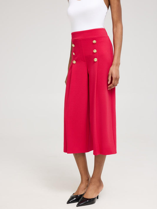 Wide-Leg Gaucho Pants With Button Details