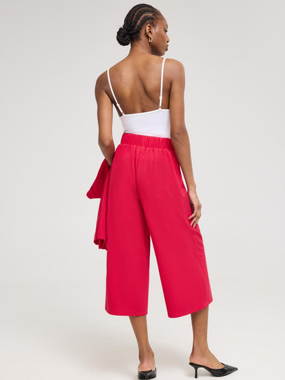 Wide-Leg Gaucho Pants With Button Details