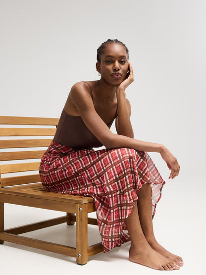 Plaid Chiffon Skirt