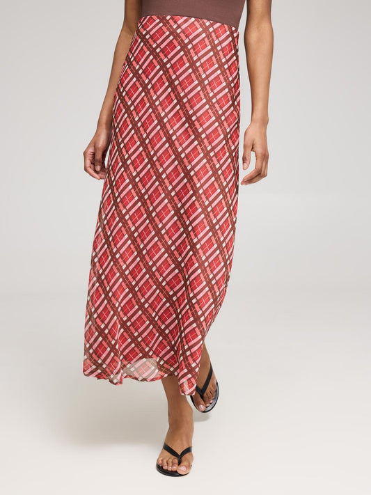 Plaid Chiffon Skirt