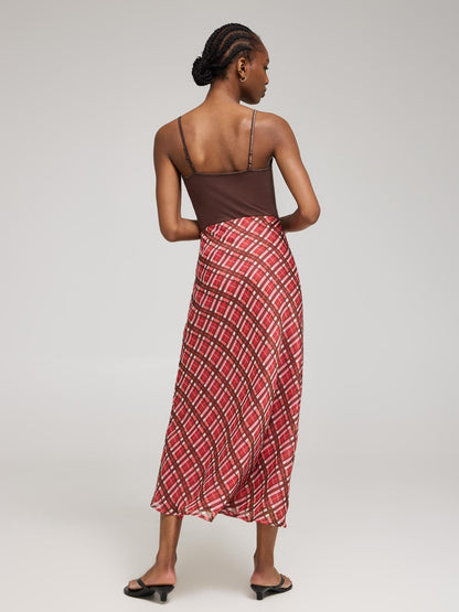 Plaid Chiffon Skirt
