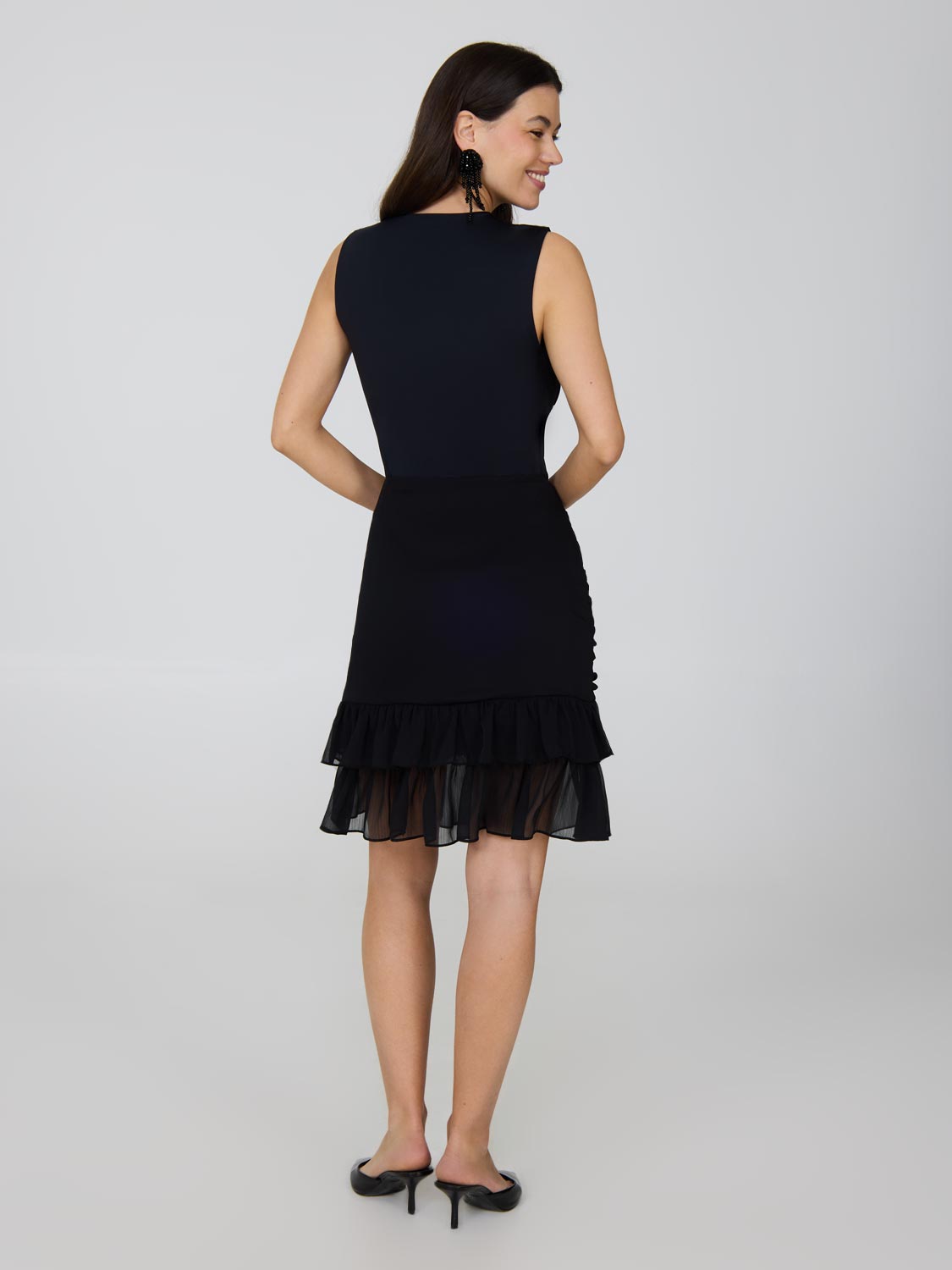 Ruched Front Tiered Short Skirt