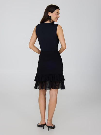 Ruched Front Tiered Short Skirt