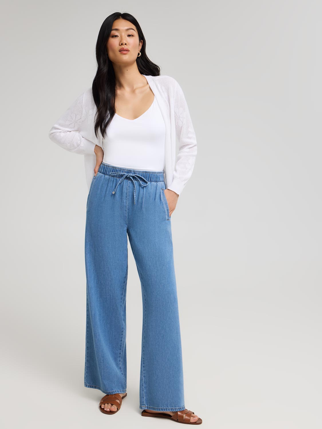 Denim Wide-Leg Pants
