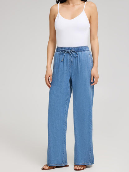 Denim Wide-Leg Pants