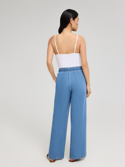 Denim Wide-Leg Pants
