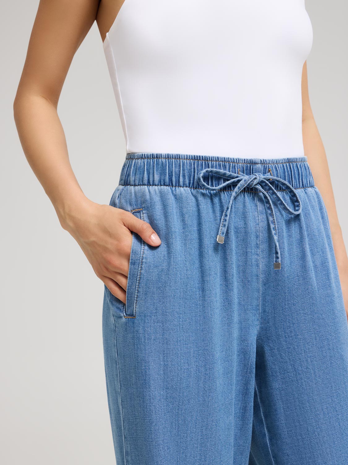 Denim Wide-Leg Pants