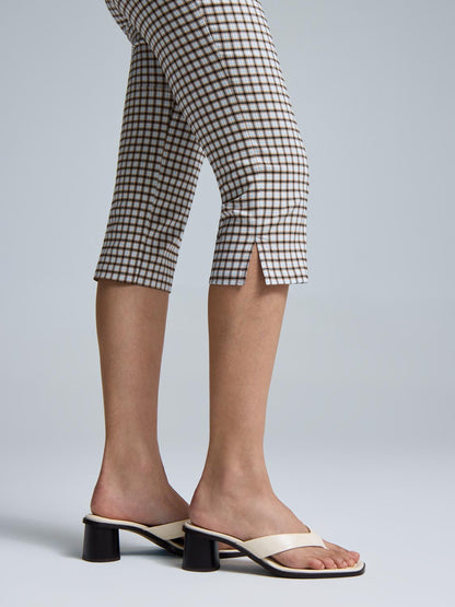 Plaid Wide Waistband Capri Pants