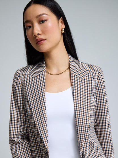 1-Button Plaid Blazer