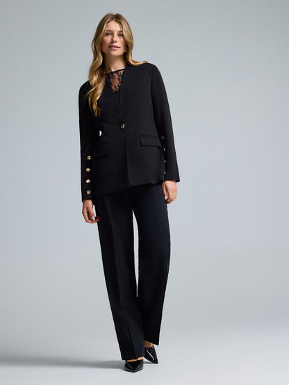 Crepe High Neck Blazer