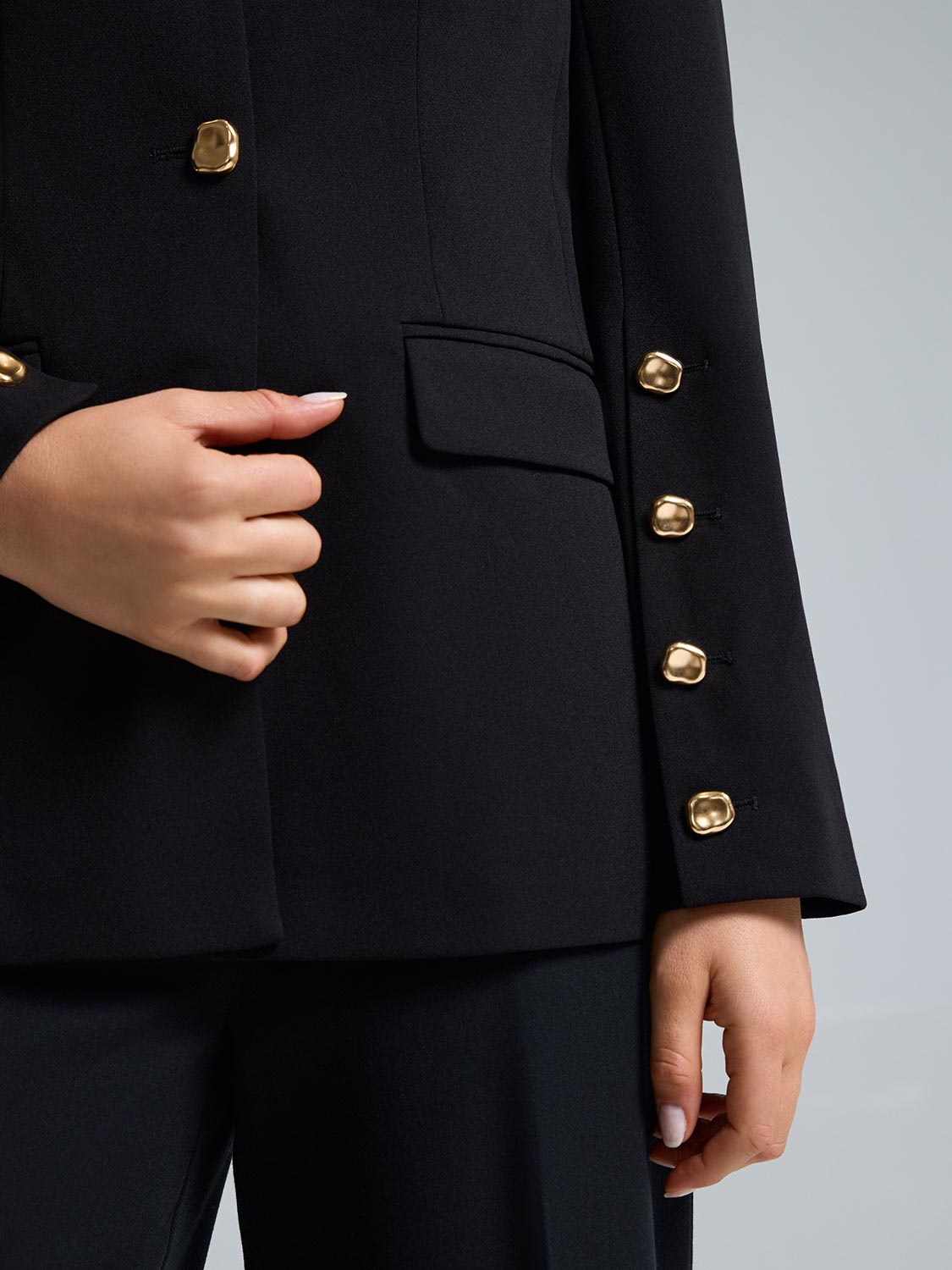 Crepe High Neck Blazer