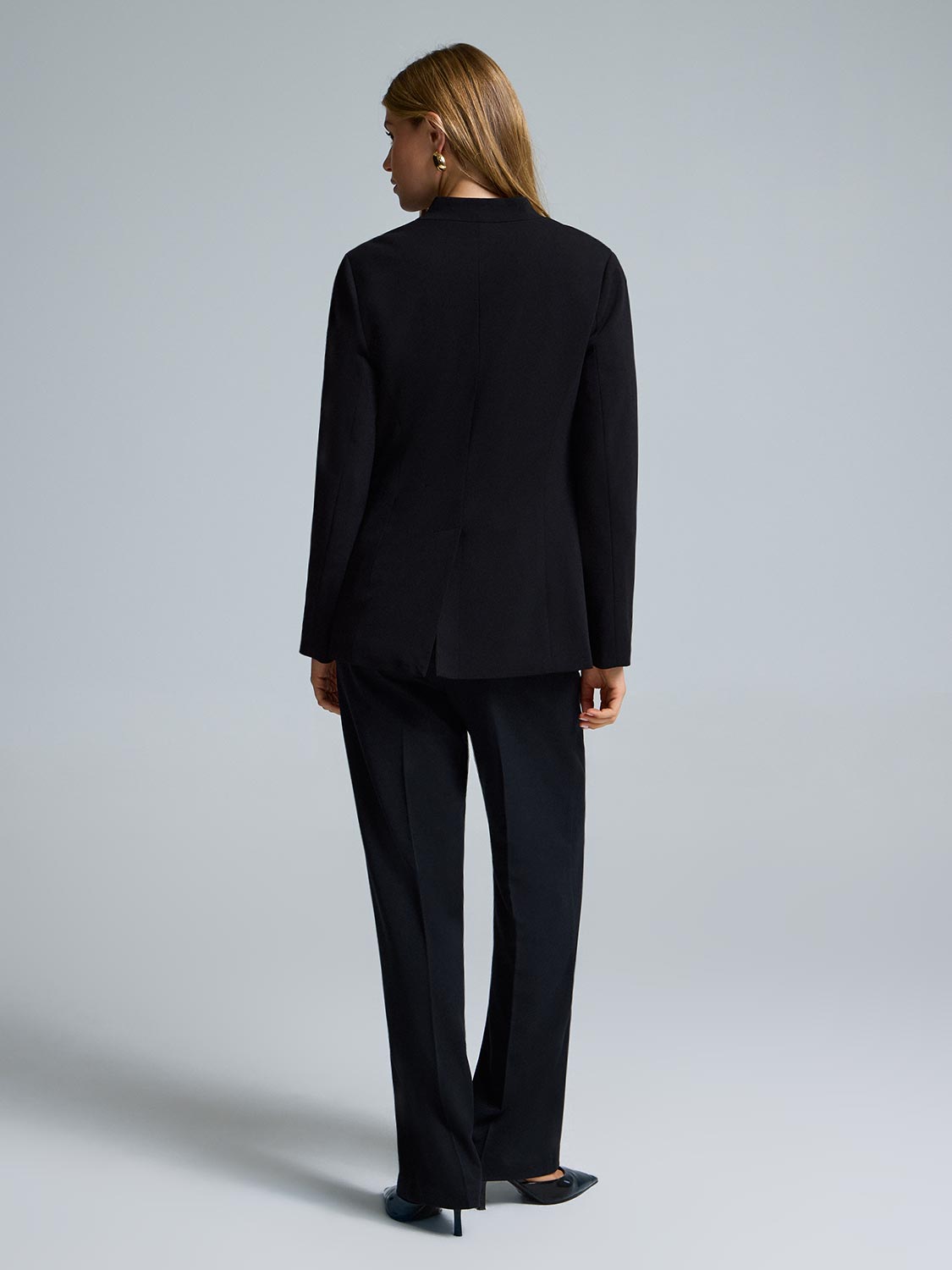 Crepe High Neck Blazer