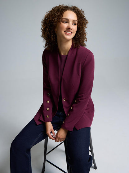 Crepe High Neck Blazer