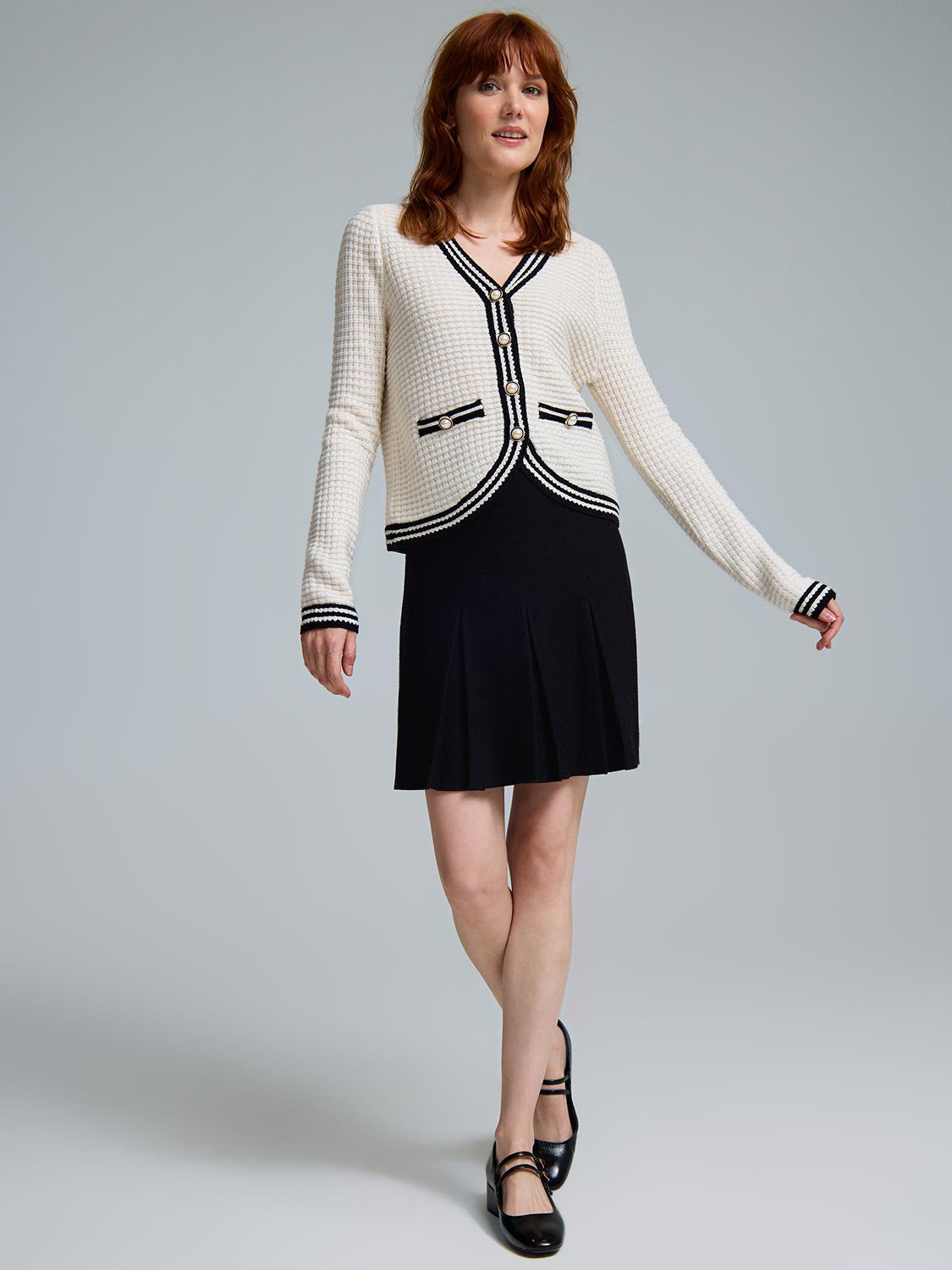 Sweater Knit Pleated Mini Skirt