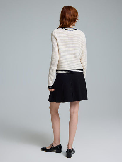 Sweater Knit Pleated Mini Skirt