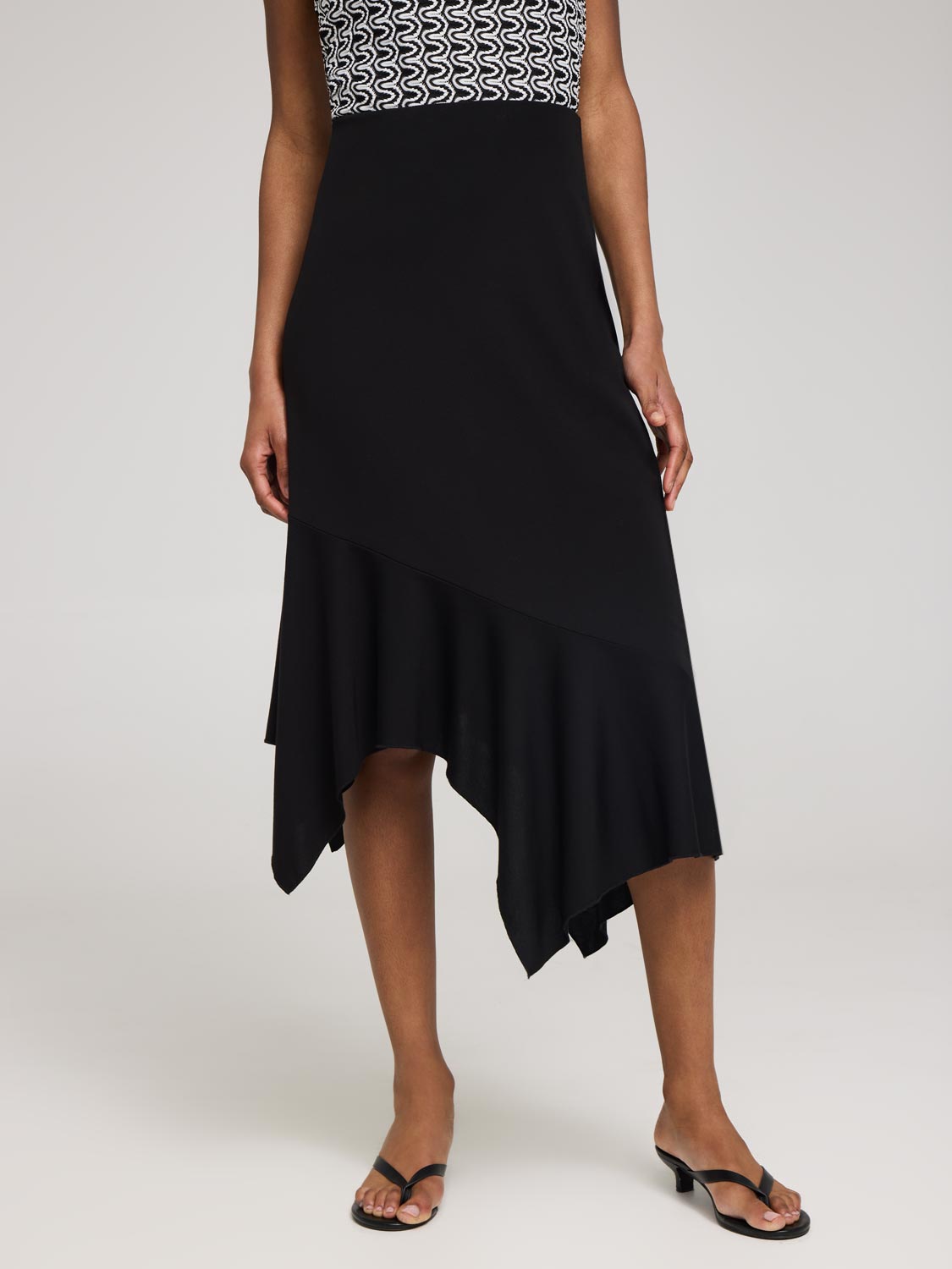 Asymmetrical Hem Midi Skirt