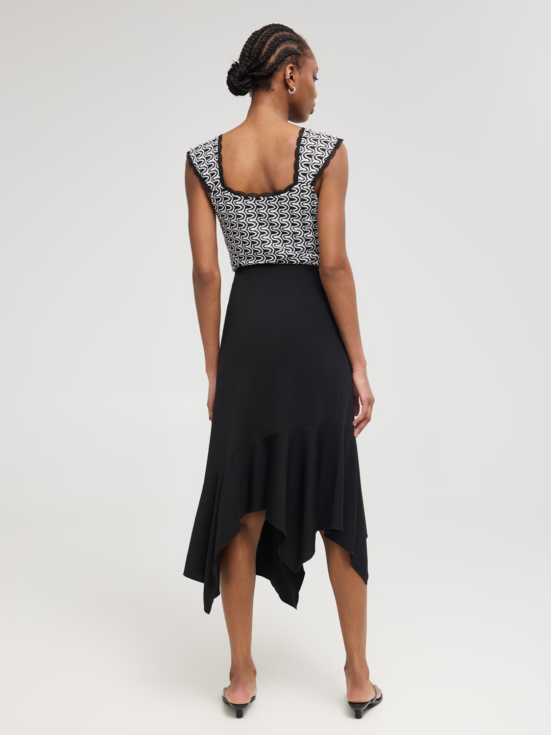 Asymmetrical Hem Midi Skirt