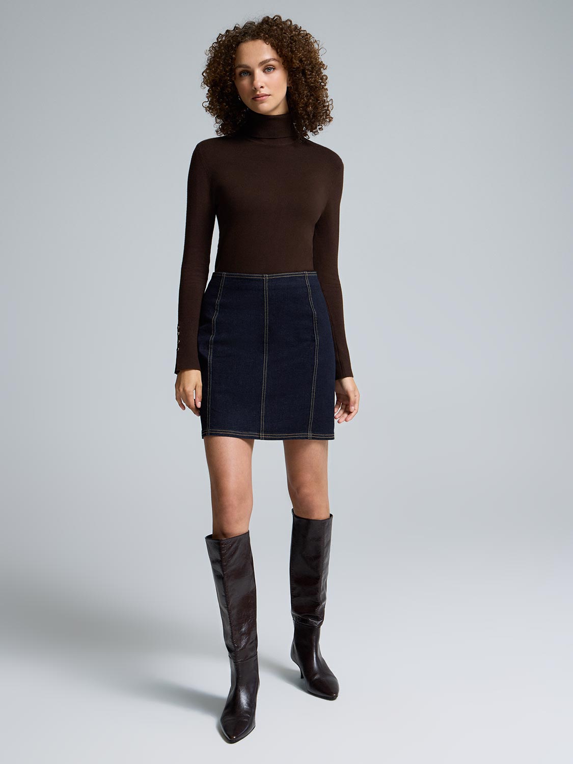 Structured Mini Denim Skirt