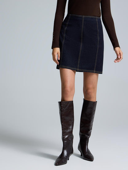 Structured Mini Denim Skirt