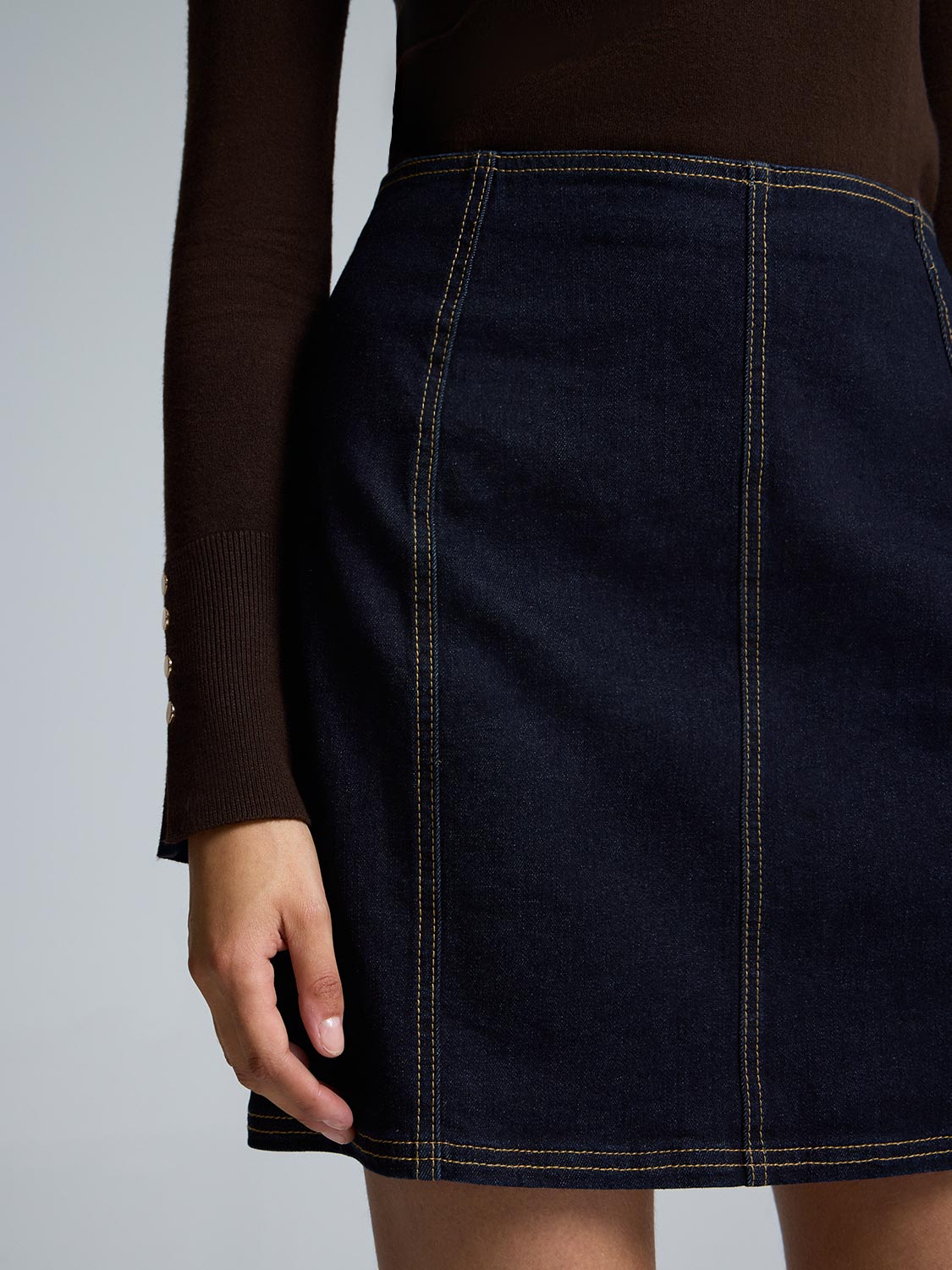 Structured Mini Denim Skirt
