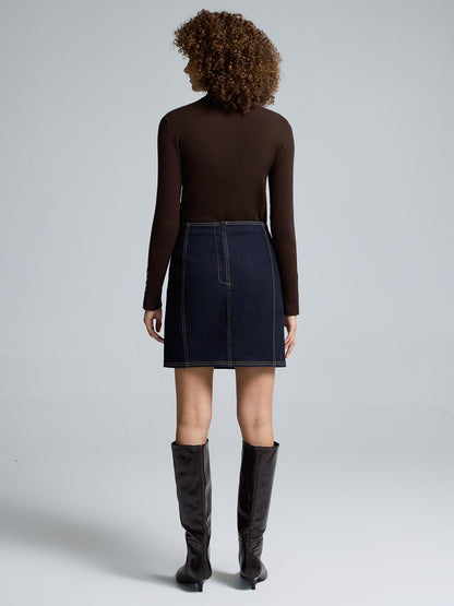 Structured Mini Denim Skirt