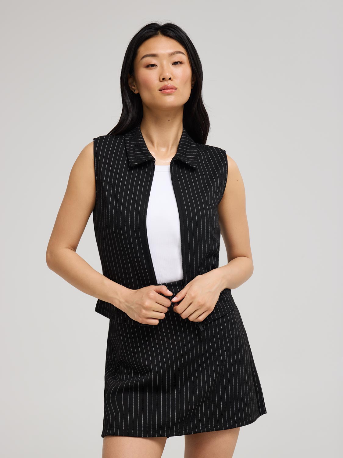 Pinstripe Jacquard Mini Skort