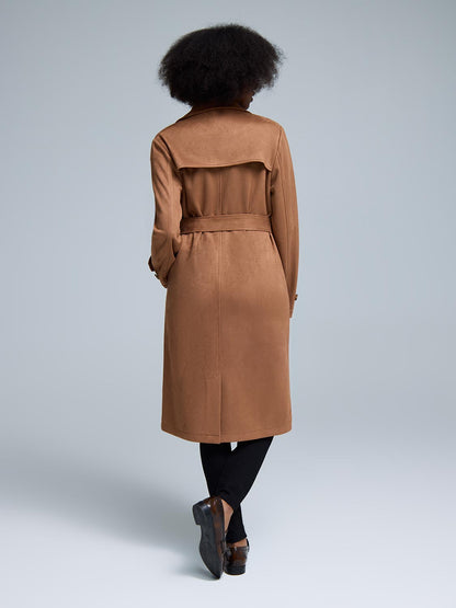 Faux Suede Trench Coat